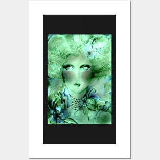 GREEN ART DECO DOLLY WOODLAND FAIRY Posters and Art